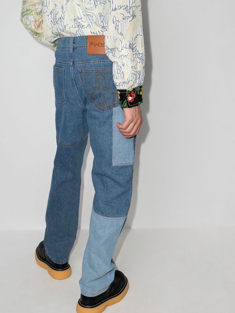 Patchwork Straight Leg Jeans