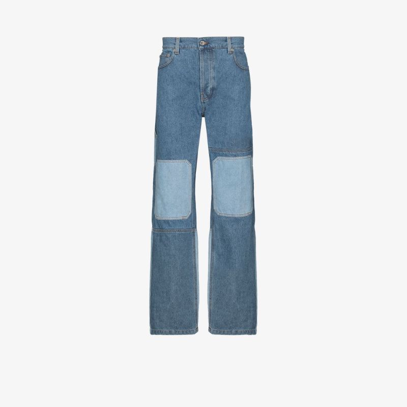 Patchwork Straight Leg Jeans