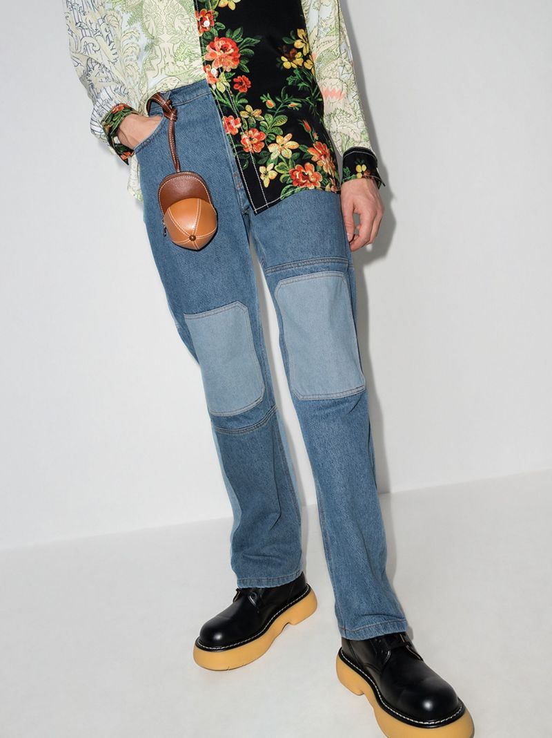 Patchwork Straight Leg Jeans
