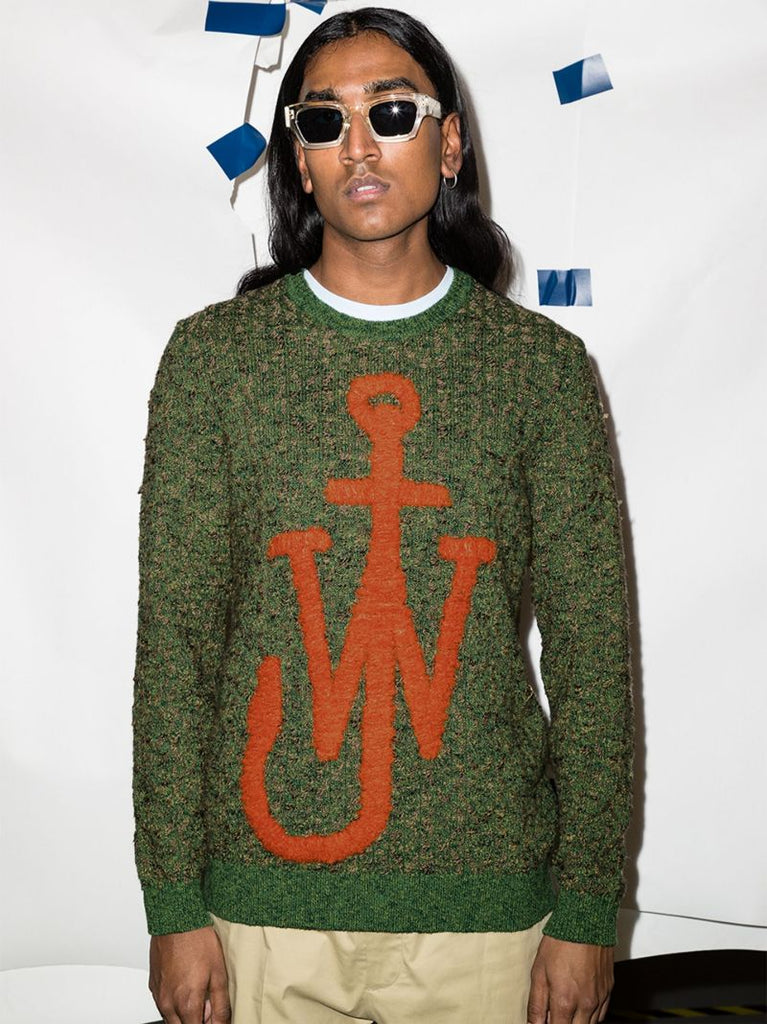 Anchor Logo Textured Knit Sweater