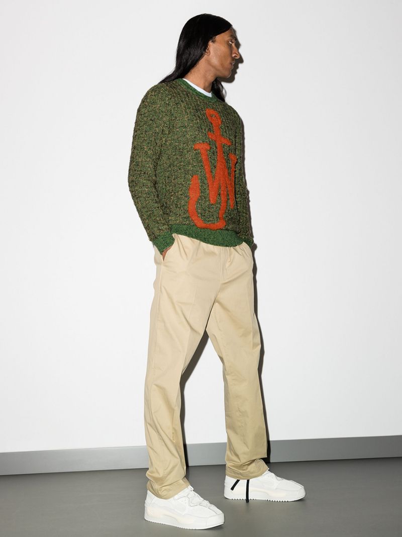 Anchor Logo Textured Knit Sweater
