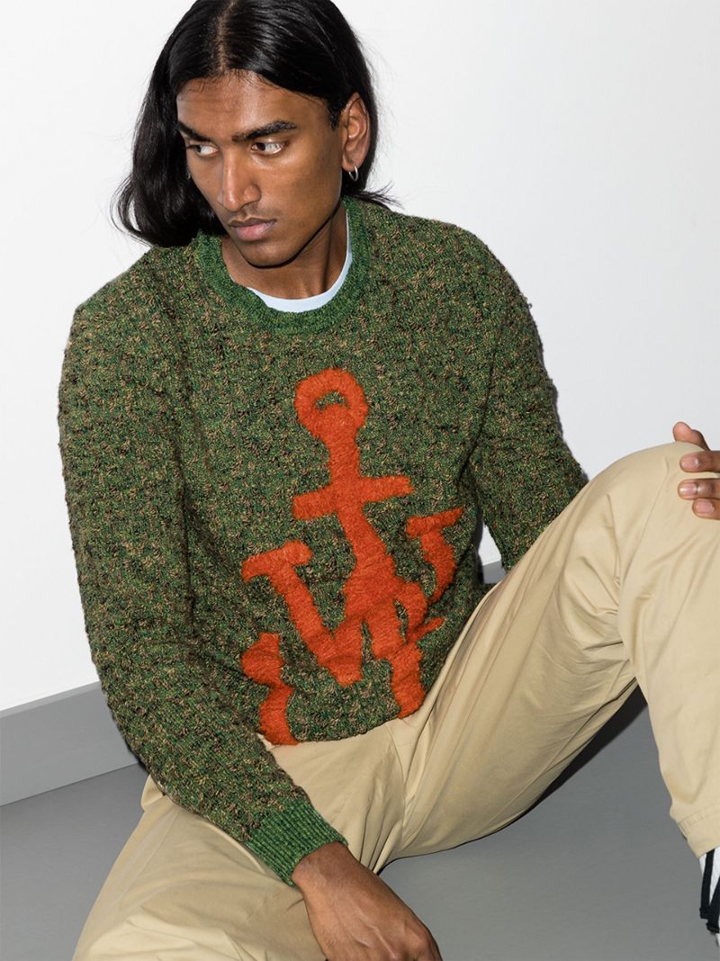 Anchor Logo Textured Knit Sweater