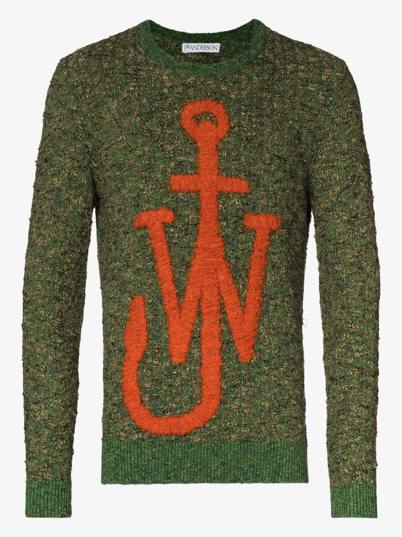 Anchor Logo Textured Knit Sweater