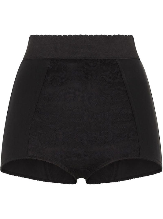 Black Scalloped Waistband Shorts