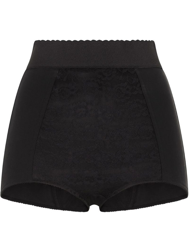 Black Scalloped Waistband Shorts