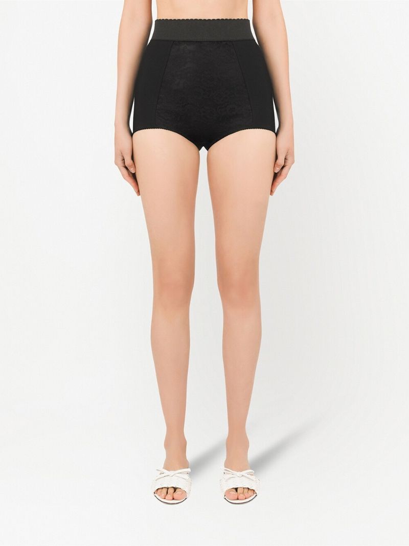 Black Scalloped Waistband Shorts