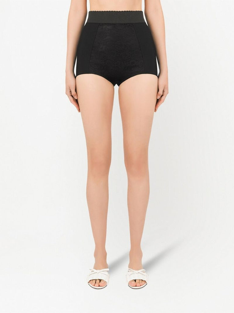 Black Scalloped Waistband Shorts