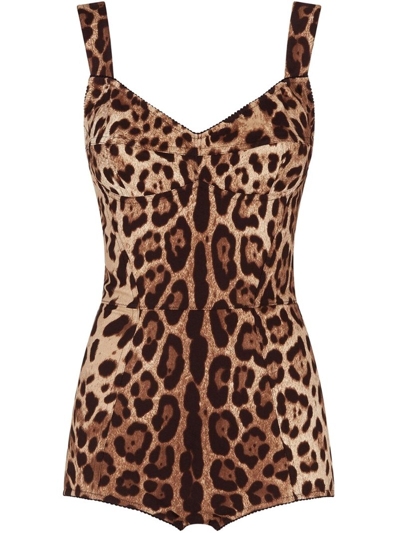 Brown Leopard Print Bodysuit