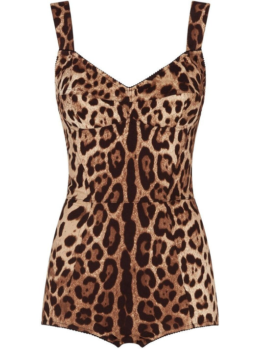 Brown Leopard Print Bodysuit