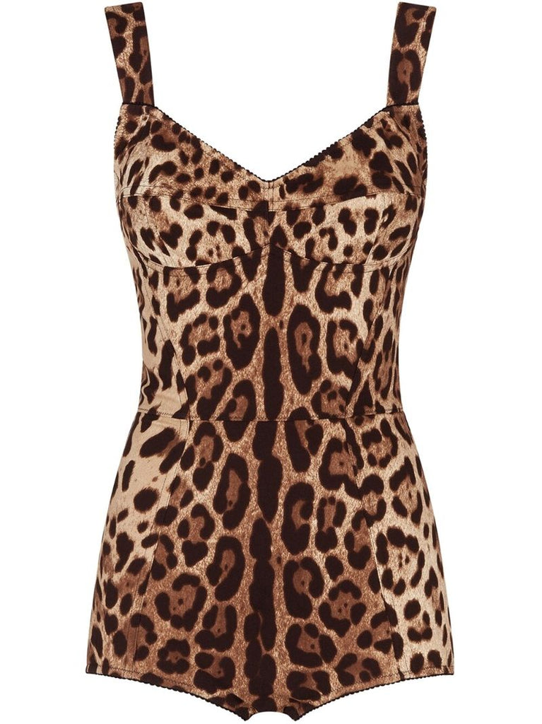 Brown Leopard Print Bodysuit