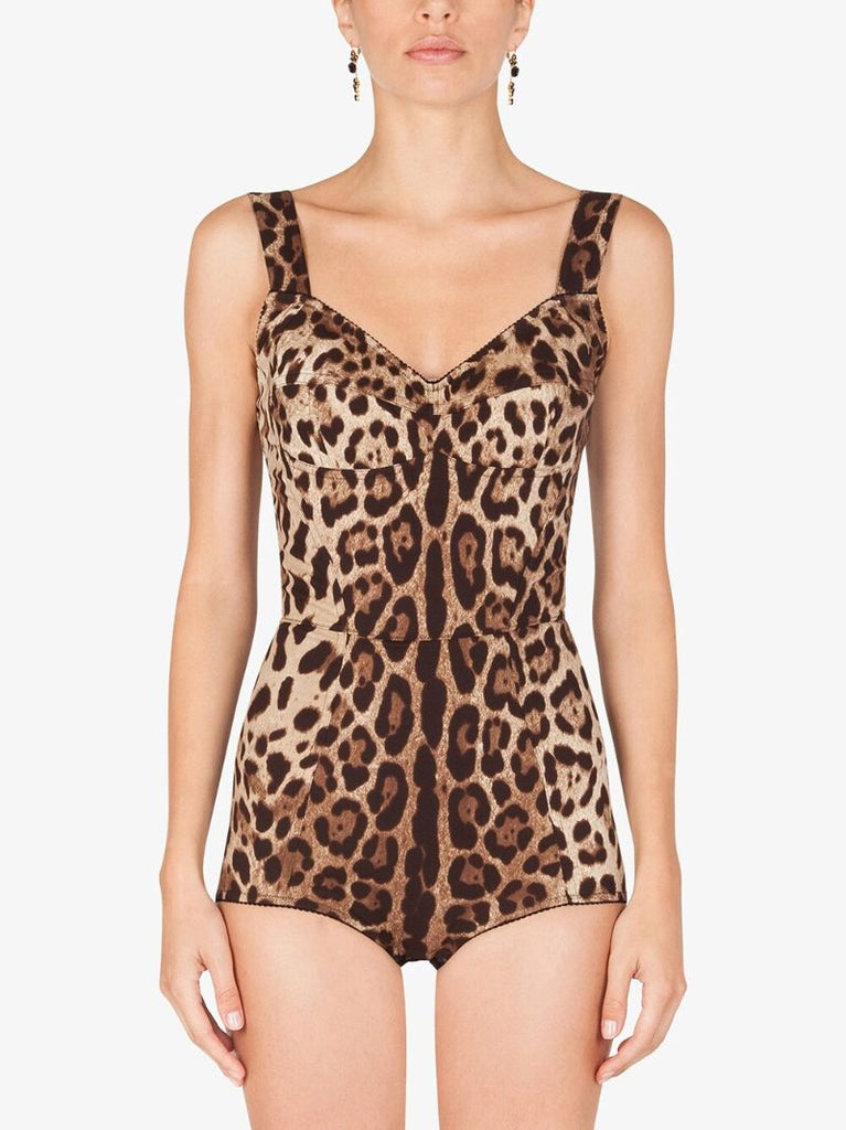 Brown Leopard Print Bodysuit