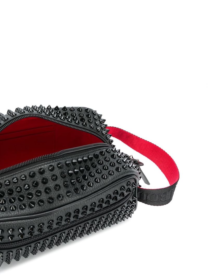 Black Buster Spike Leather Wash Bag