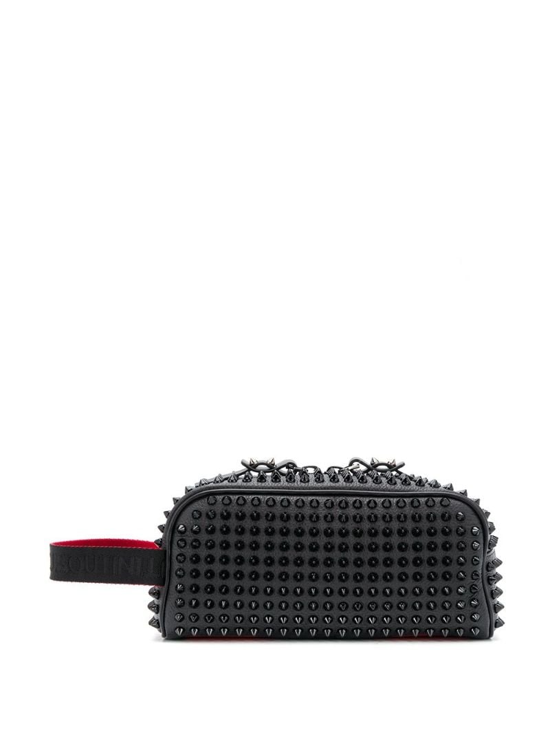 Black Buster Spike Leather Wash Bag