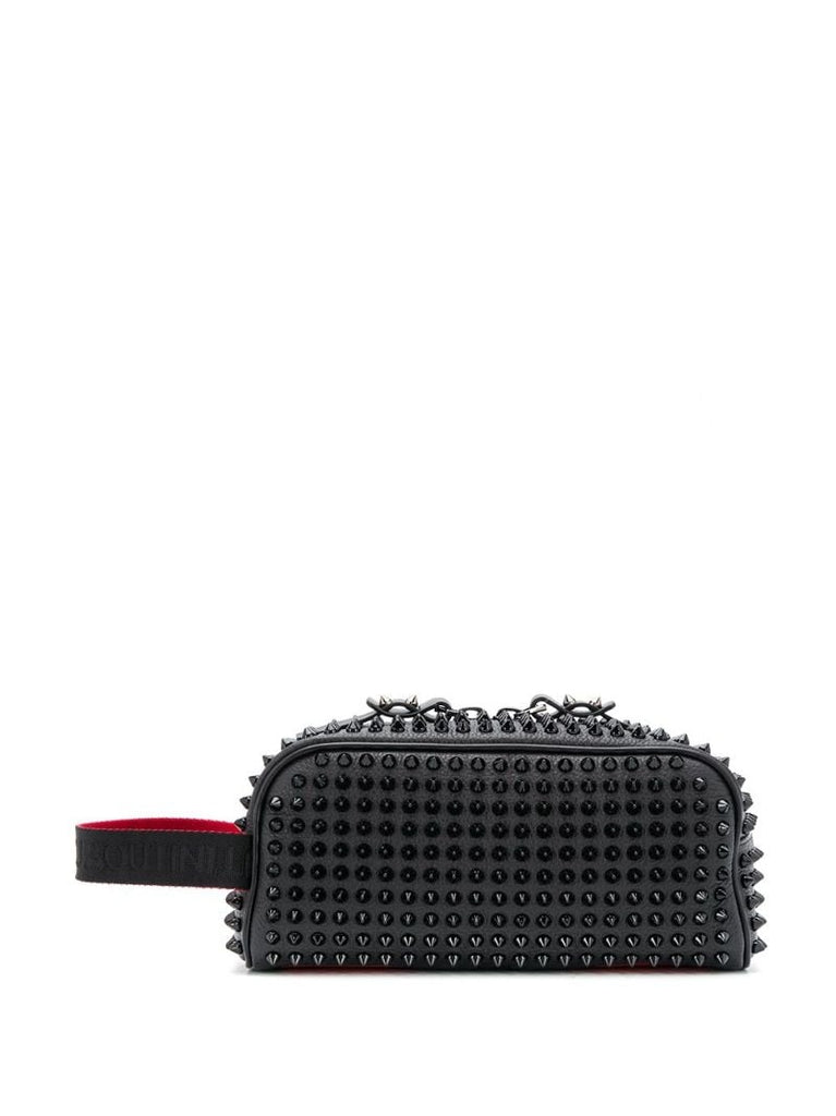 Black Buster Spike Leather Wash Bag
