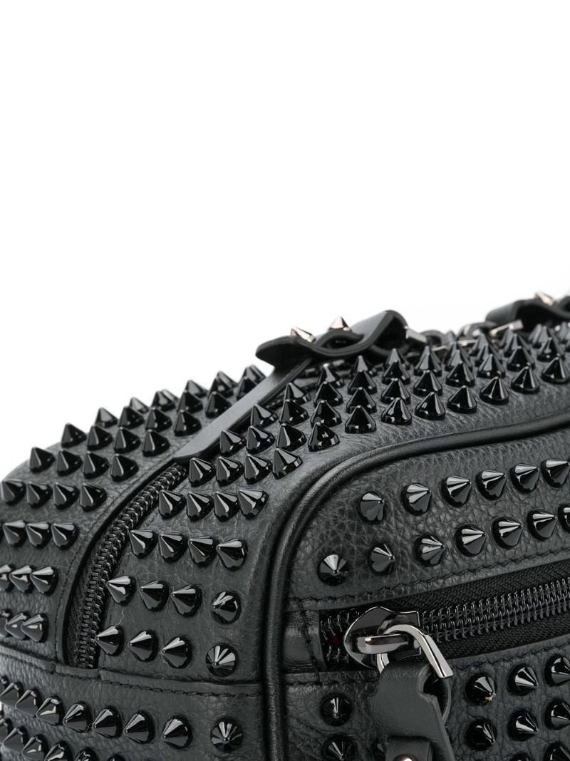 Black Buster Spike Leather Wash Bag