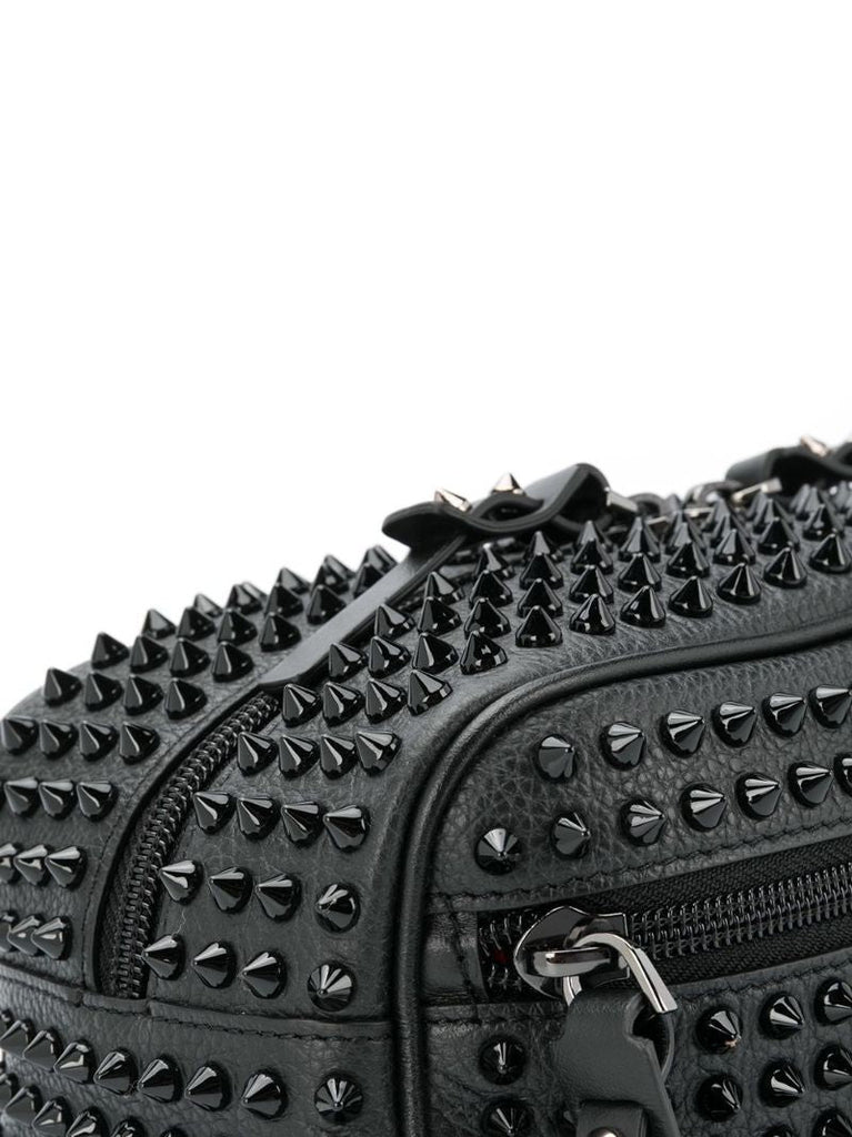 Black Buster Spike Leather Wash Bag