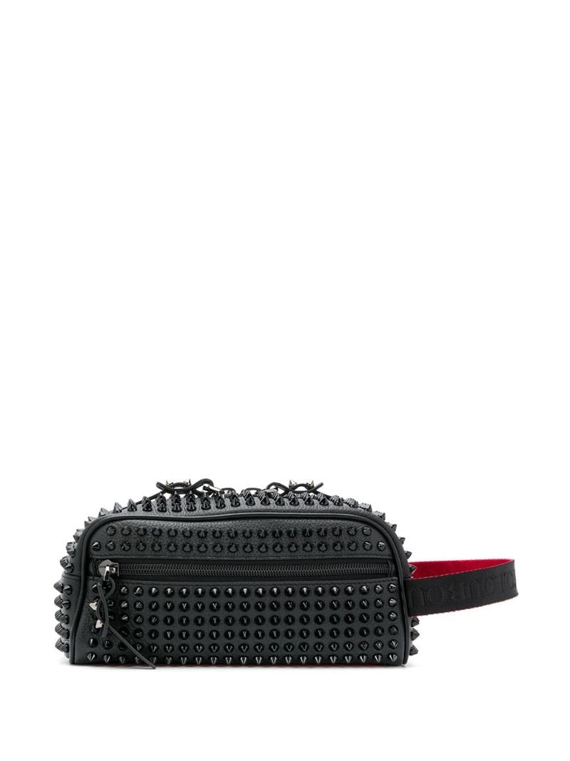 Black Buster Spike Leather Wash Bag