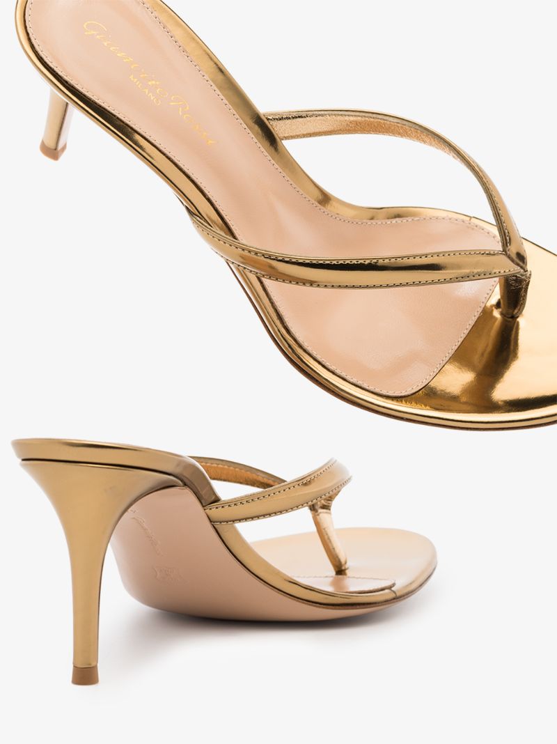 Gold Tone Calypso 70 Leather Sandals