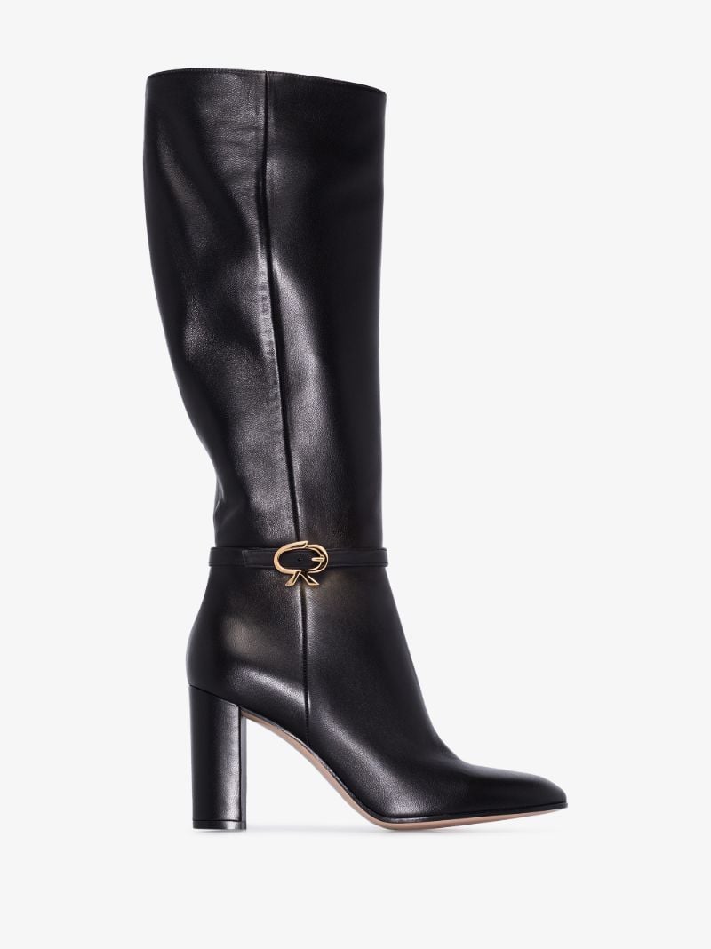 Black Ribbon 85 Knee-high Leather Boots
