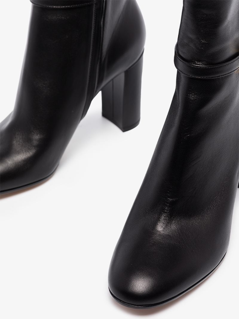 Black Ribbon 85 Knee-high Leather Boots