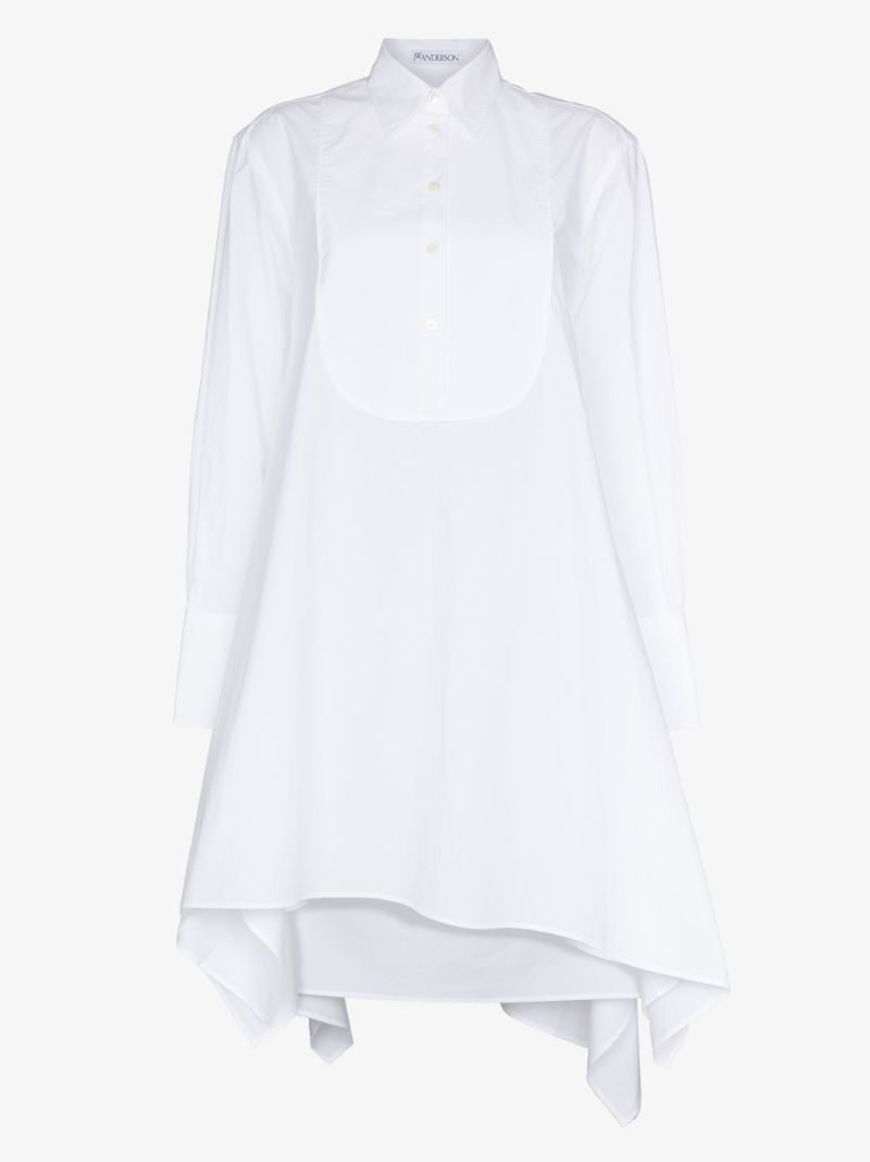 Asymmetric-hem Bib Shirtdress