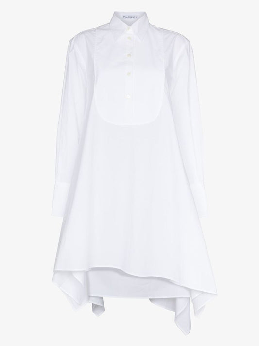 Asymmetric-hem Bib Shirtdress