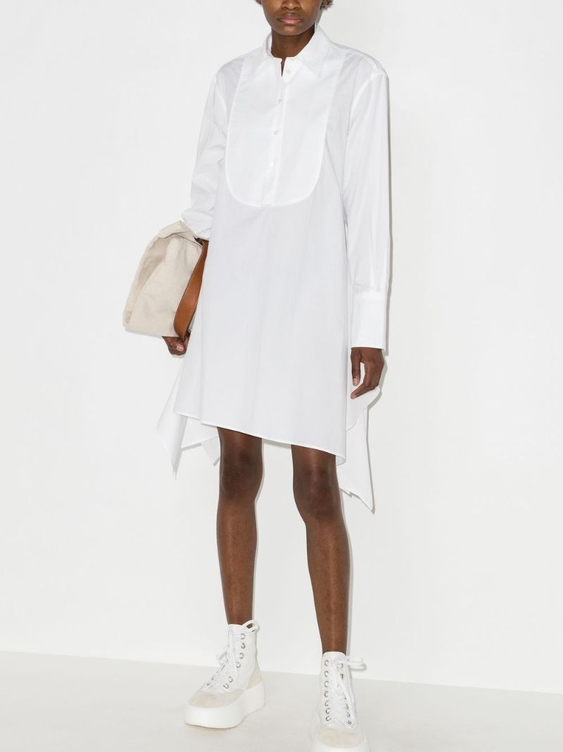 Asymmetric-hem Bib Shirtdress
