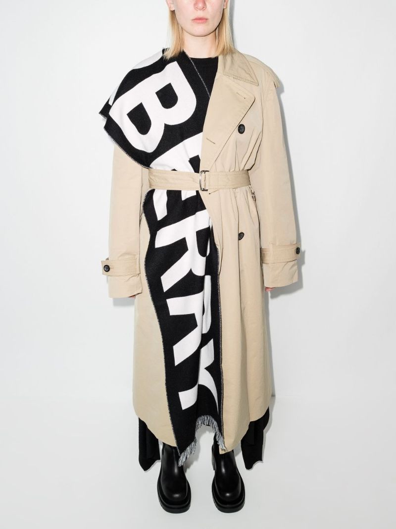 Black Jacquard Logo Wool Scarf
