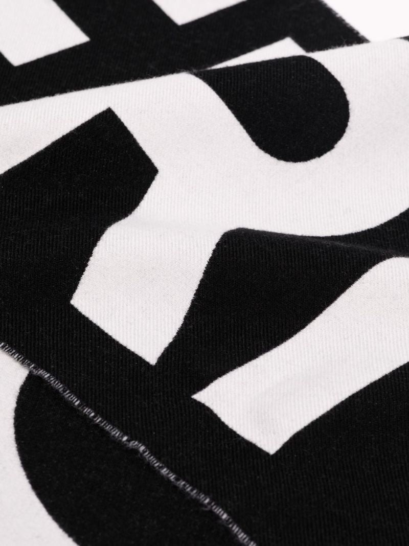 Black Jacquard Logo Wool Scarf