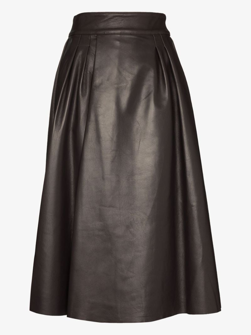 Pleated Leather Skirt