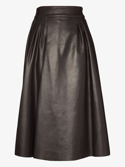 Pleated Leather Skirt