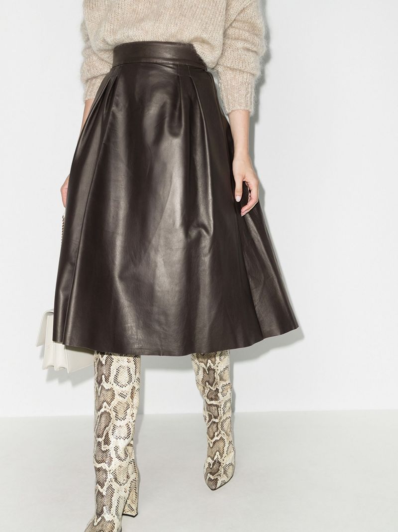 Pleated Leather Skirt