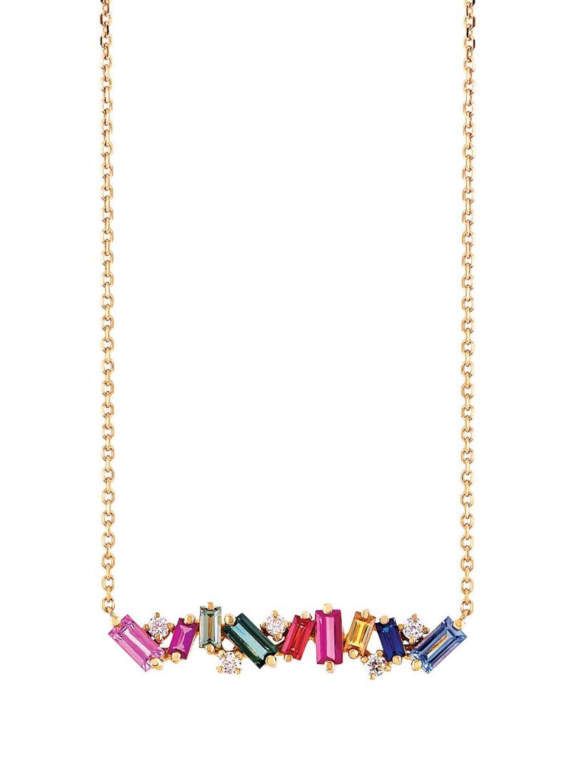 18k Rose Gold Frenzy Sapphire Bar Necklace
