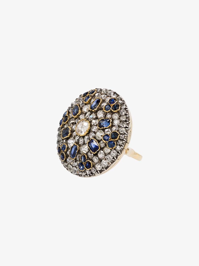 9k Yellow Gold Diamond Sapphire Ring