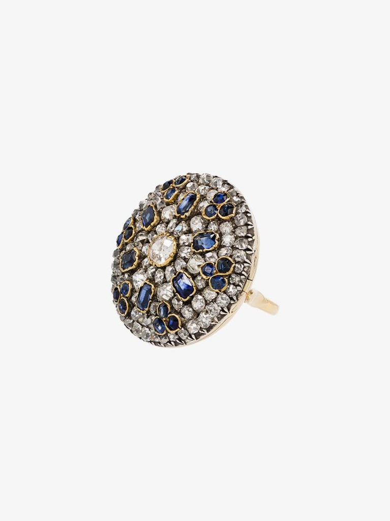 9k Yellow Gold Diamond Sapphire Ring