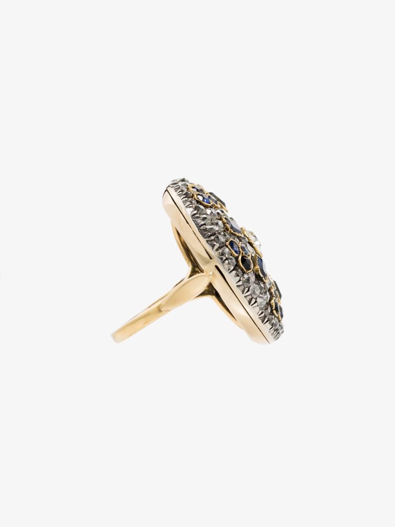 9k Yellow Gold Diamond Sapphire Ring