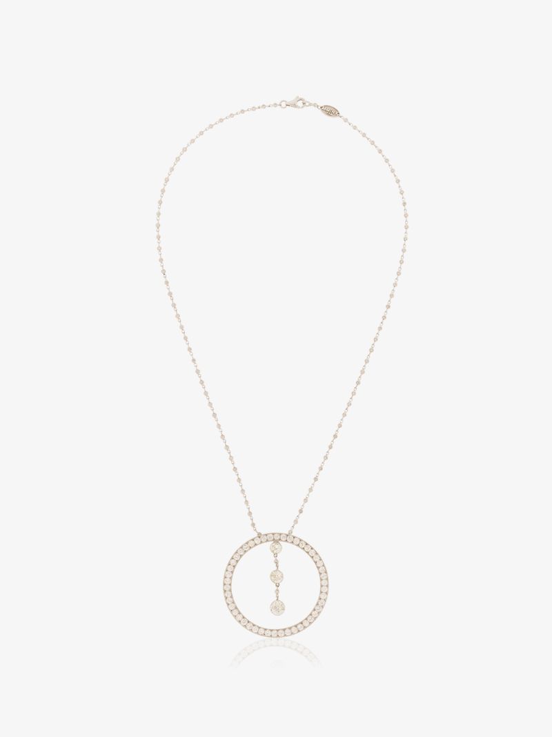18k White Gold Old European Diamond Necklace