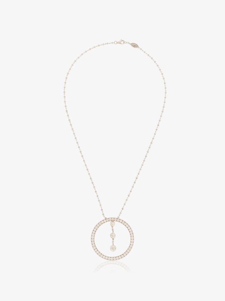 18k White Gold Old European Diamond Necklace
