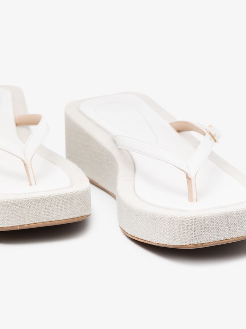 White Les Tatanes Lin Leather Platform Sandals