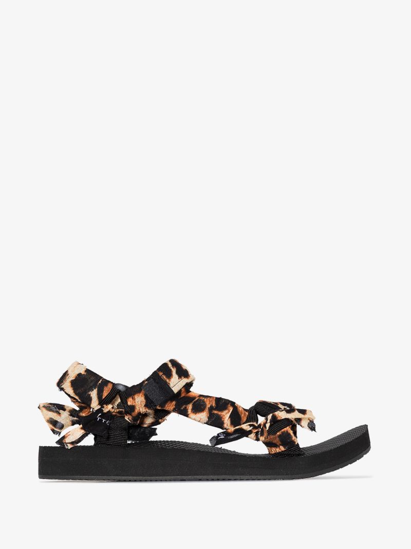 Black Trekky Leopard Print Bandana Sandals