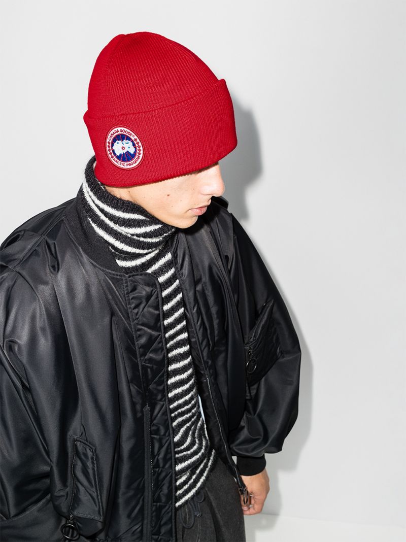 Red Arctic Disc Wool Beanie Hat