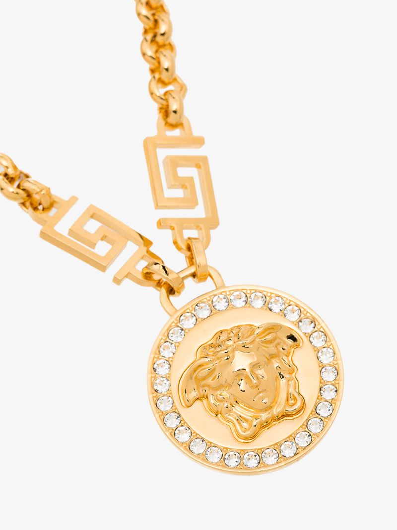 Gold-tone Icon Medusa Crystal Necklace