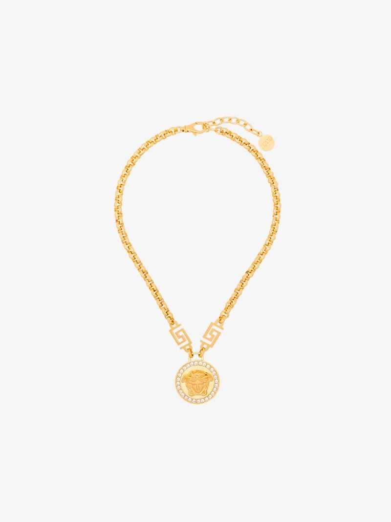 Gold-tone Icon Medusa Crystal Necklace