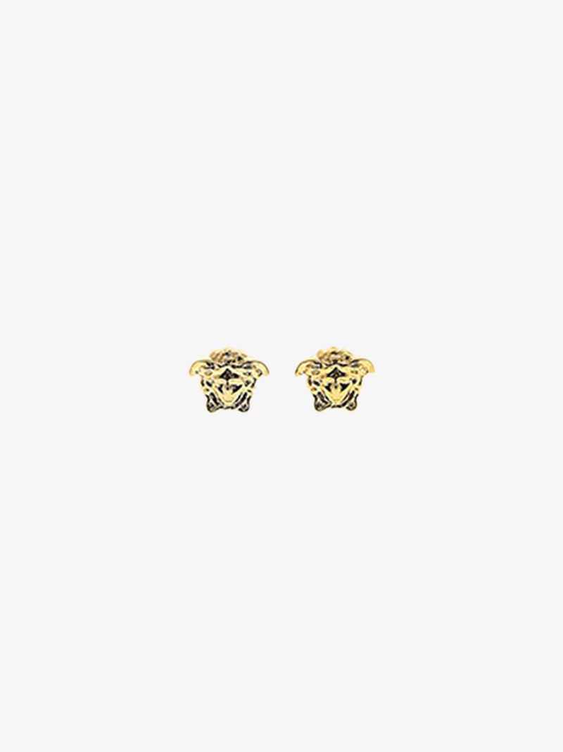 Gold Tone Medusa Stud Earrings
