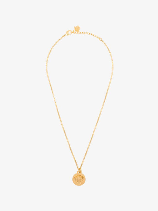 Gold Tone Medusa Pendant Necklace