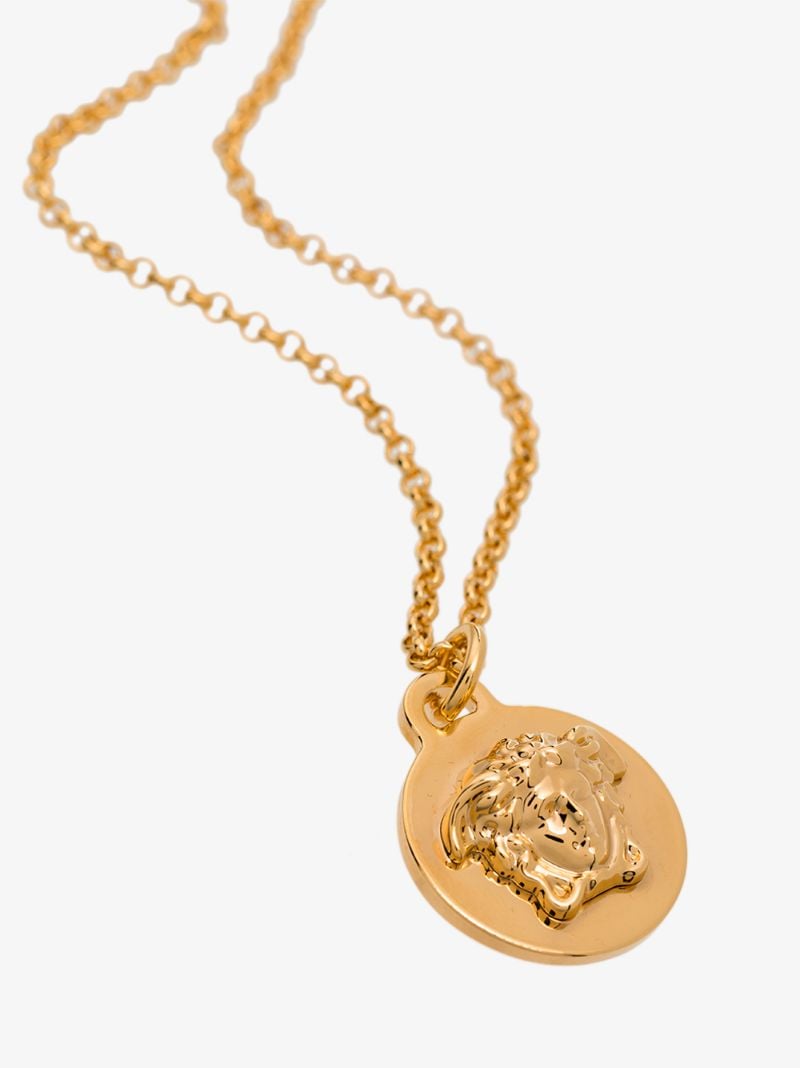 Gold Tone Medusa Pendant Necklace