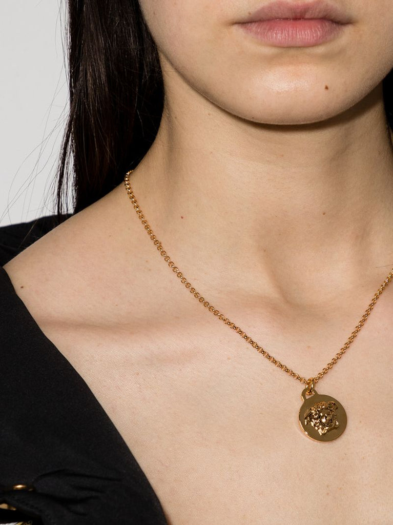 Gold Tone Medusa Pendant Necklace