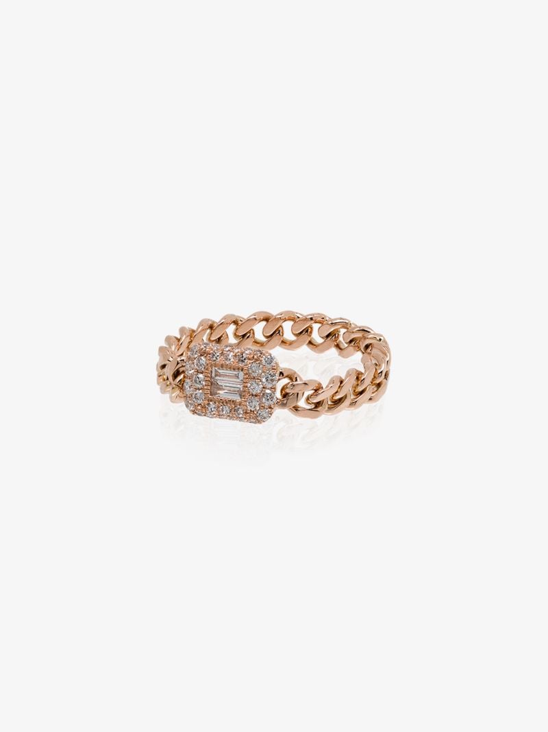 18k Rose Gold Baby Link Diamond Ring