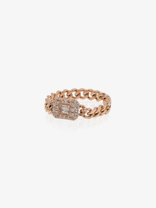 18k Rose Gold Baby Link Diamond Ring