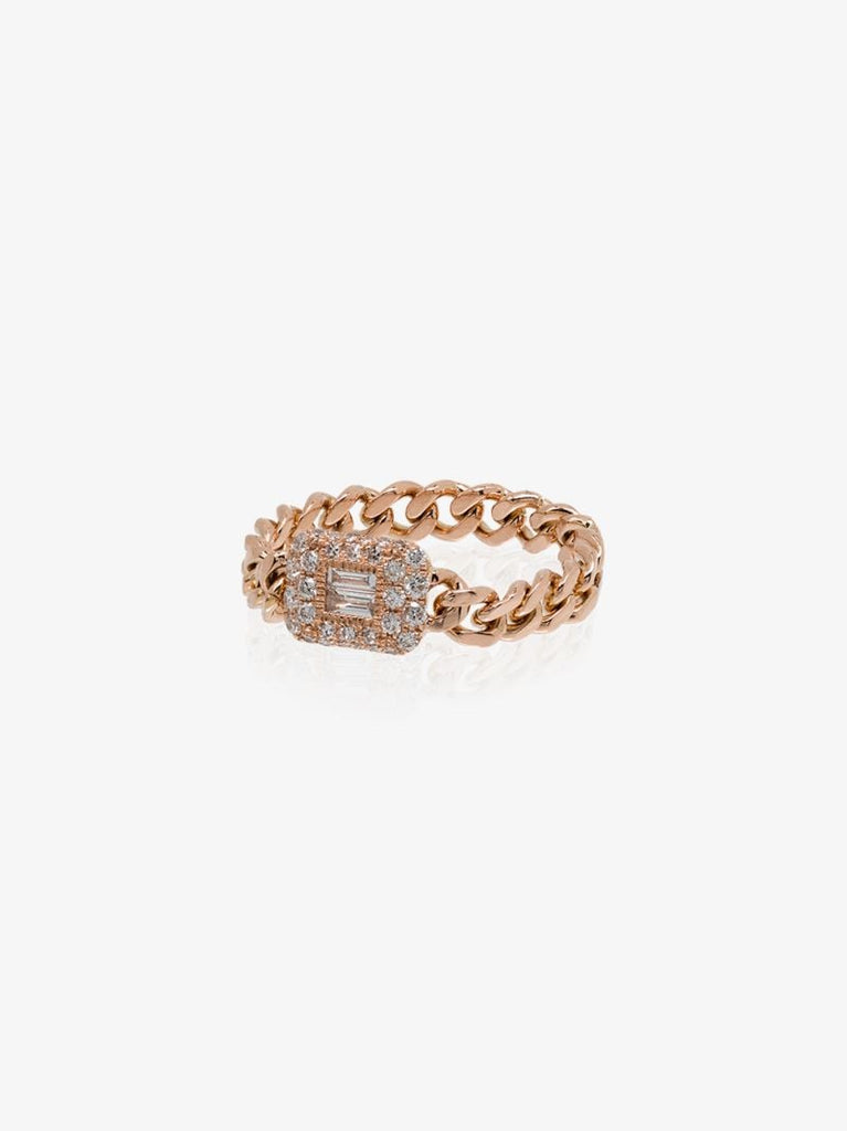 18k Rose Gold Baby Link Diamond Ring